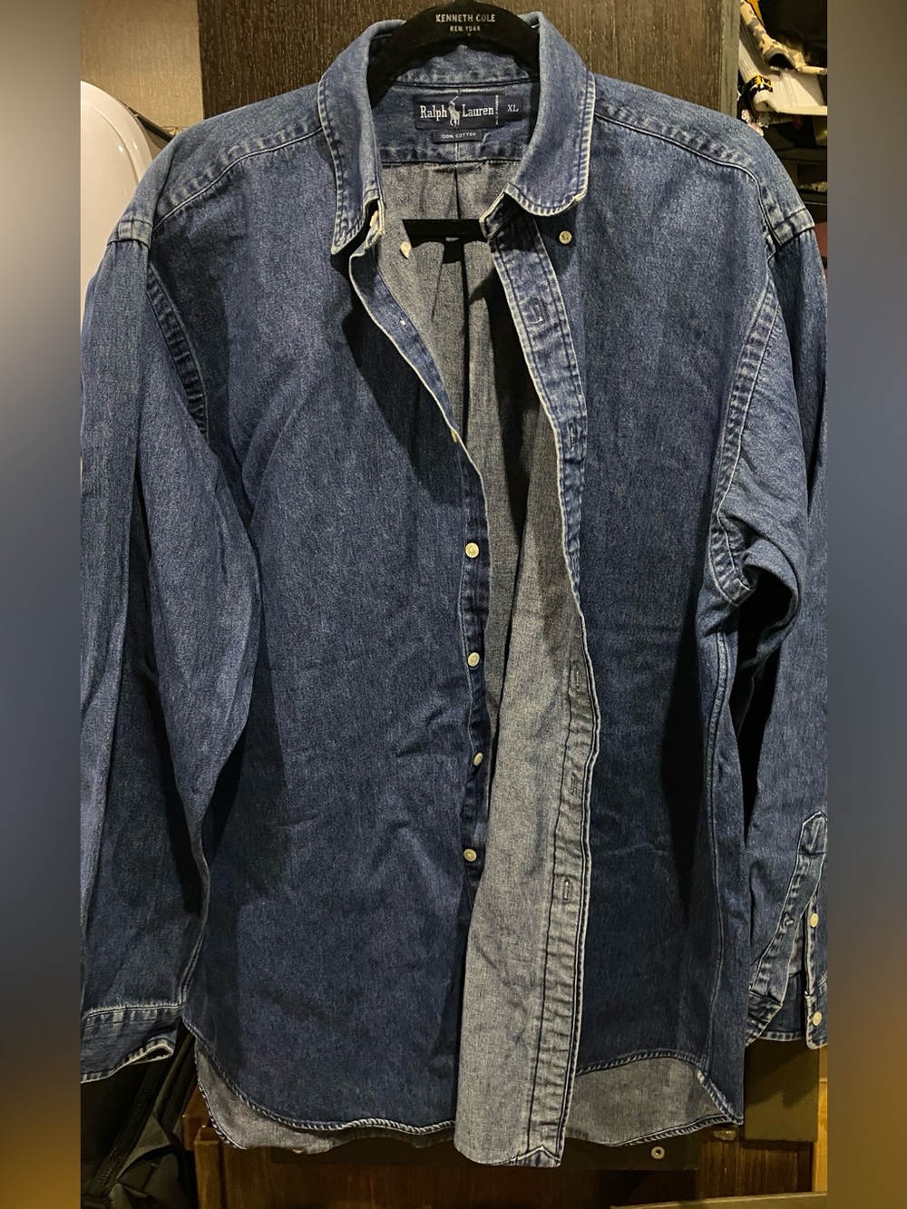 Ralph Lauren Dark Blue Denim oxford jean shirt XL cotton polo - Picture 2 of 6